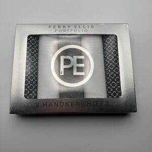 Perry Ellis Portfolio Men’s Handkerchiefs 5-Pack Gift Set Geometric Plaid White